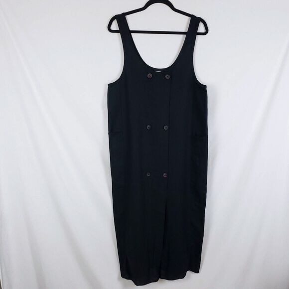 Urban Outfitters Dresses & Skirts - Urban Outfitters Linen Minimalist Lagenlook Dress Womens M Button Down Black